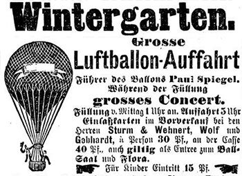 1899 - Annonce zur Auffahrten im Wintergarten