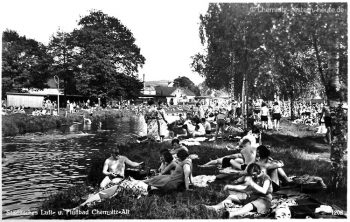 Das dichtbevölkerte Ufer in den 30er Jahren