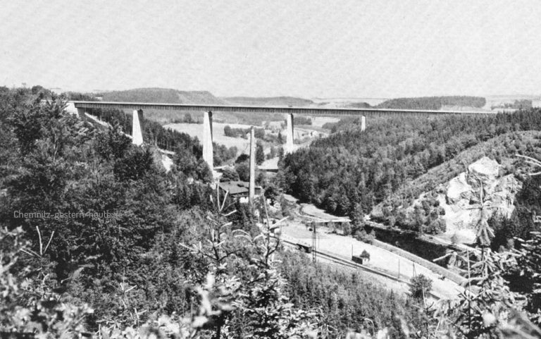Die Reichsautobahnbrücke bei Siebenlehn um 1938