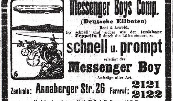 Annonce der Messenger Boys 1909