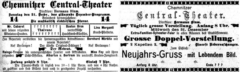 Erste Werbeanzeigen vom Dezember 1902 im Burkhardtsdorfer Anzeiger