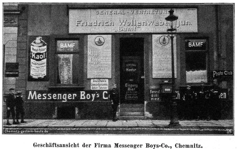 Ansicht einer Filiale der Chemnitzer Messenger-Boys 1910 - Philippstr.12