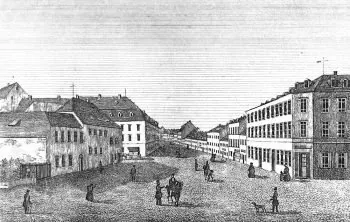 Chemnitz - Am ehemaligen Nikolai-Thore, dem Königlichen Posthaus, die Langgasse