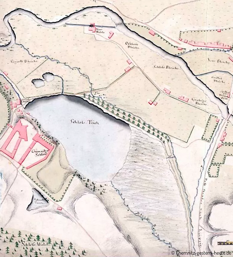 Plan Schloßteich Chemnitz um 1760