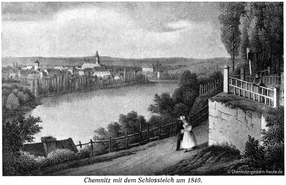 Chemnitz mit dem Schloßteich um 1840