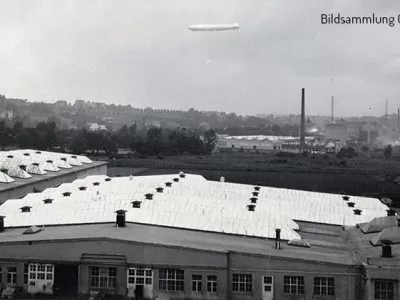 Im Vordergrund die Hallen der Prestowerke - Aufnahme 16.11.1930