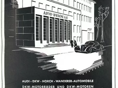 Das Gebäude in einem Inserat von 1942
