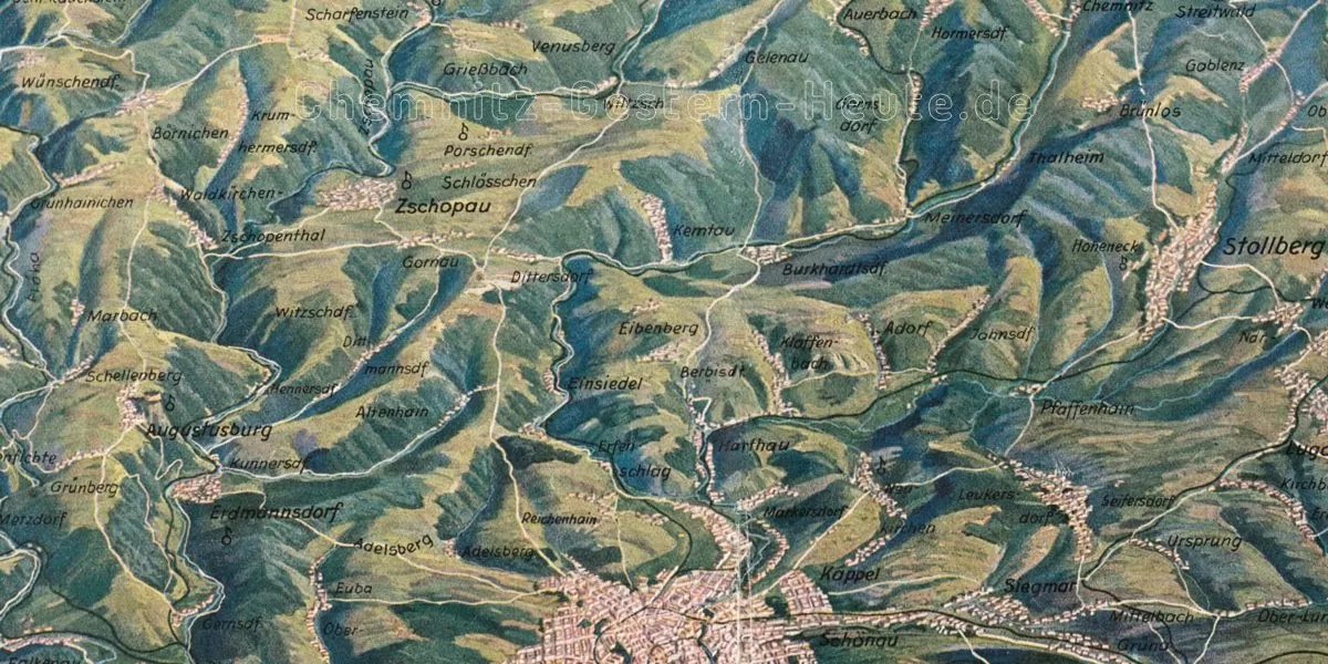 Ausschnitt aus einer Profilkarte des Erzgebirges um 1930